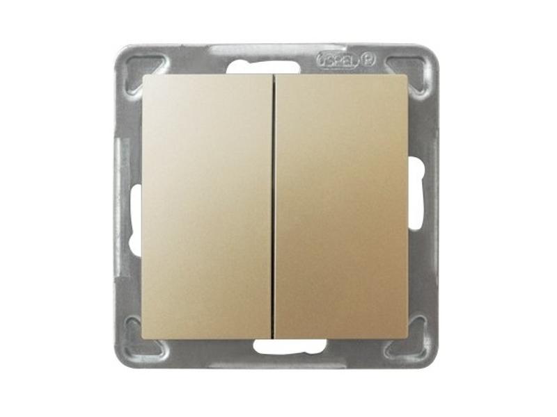 IMPRESJA Wyłącznik podwójny świecznikowy podwójny złoty metalik ŁP-2Y/m/28 OSPEL