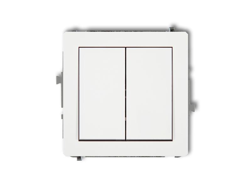 DECO Wyłącznik podwójny świecznikowy zwierny przycisk (dwa klawisze bez piktogramów wspólne zasilanie) biały DWP-44.1 KARLIK-0