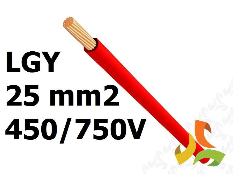 Przewód LGY 25 mm2 czerwony (450/750V) jednożyłowy linka H07V-K (krążki 100m) G-006058 TELEFONIKA-0