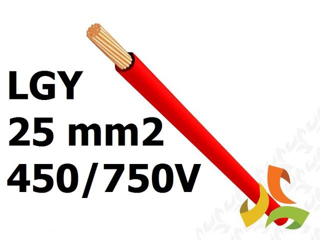 Przewód LGY 25 mm2 czerwony (450/750V) jednożyłowy linka (krążki 100m) G-006058 TELEFONIKA