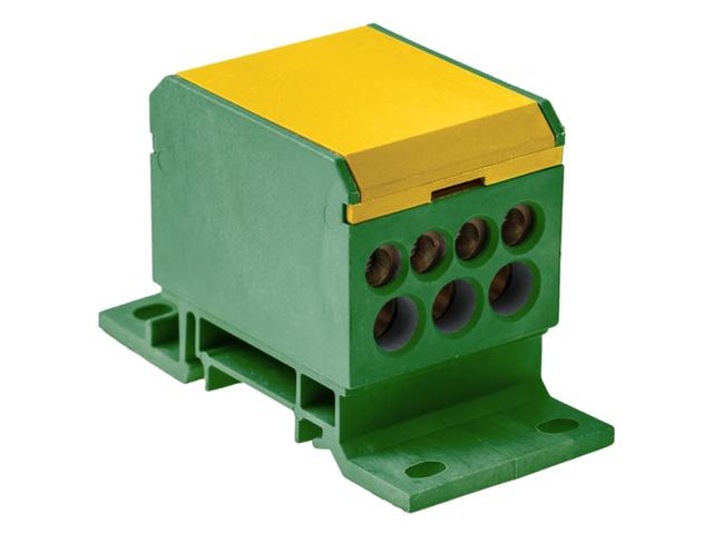 Blok rozdzielczy 1-biegunowy 160A 2x2,5-50 mm2 / 4x2,5-16 mm2 / 3x2,5-25 mm2 TH35 żółto-zielony E.4090/Ż-Z PAWBOL