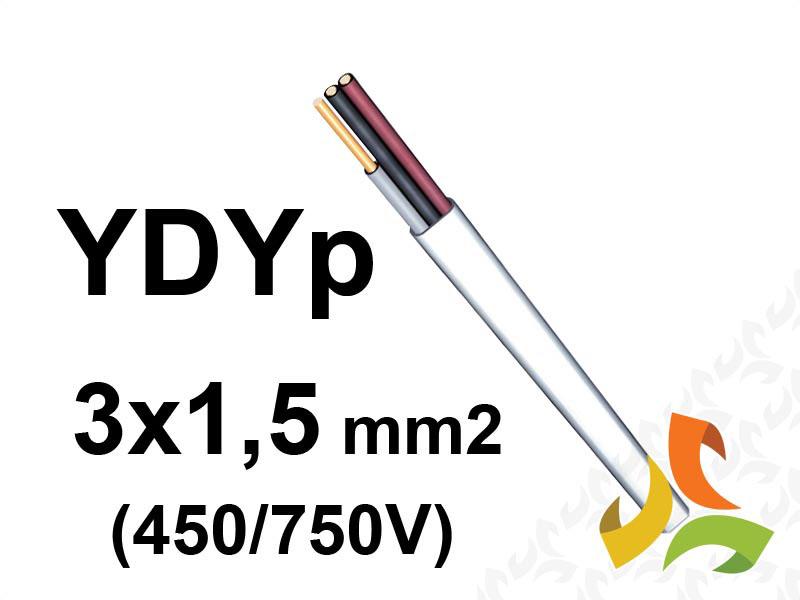 Przewód YDYp 3x1,5 mm2 (450/750V) instalacyjny płaski (krążki 100m) DAMIR-1