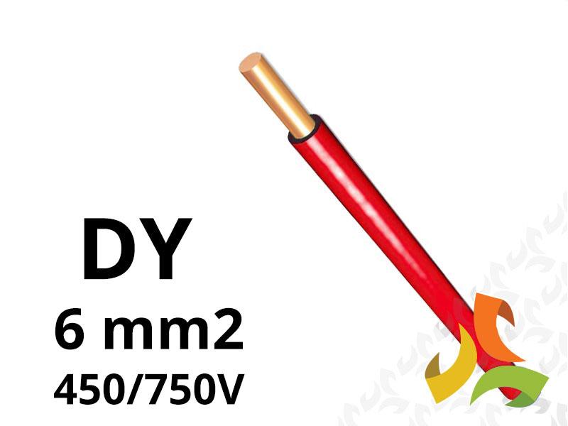 Przewód DY 6,0 mm2 czerwony (450/750V) jednożyłowy drut (krążki 100m) 172105025C0100 NKT-1