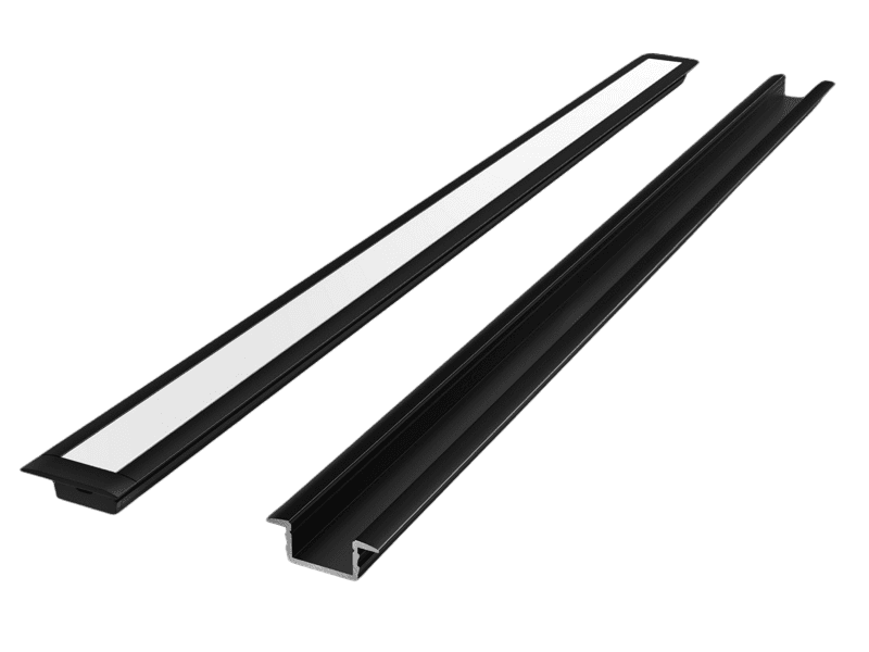 Profil aluminiowy do taśm LED 2000 mm prosty wpuszczany czarny z kloszem mlecznym PRIME 203693 LED LINE-0