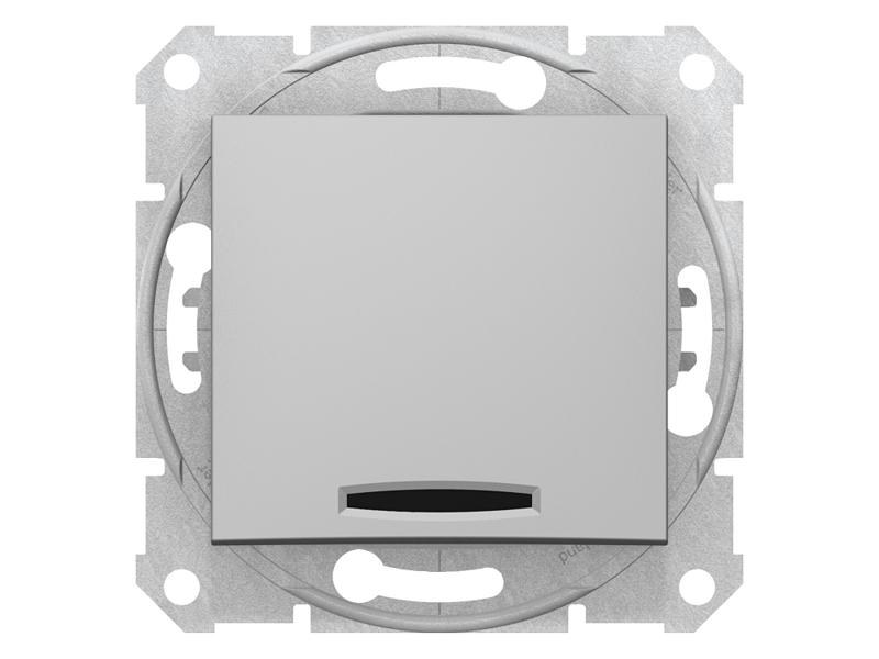 SEDNA Wyłącznik schodowy zwierny przycisk podświetlany aluminium SDN1520160 SCHNEIDER ELECTRIC-0