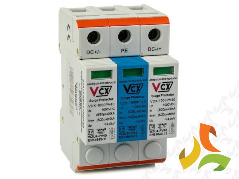 Ogranicznik przepięć PV DC Typ 2 (C) 1000V 3P 20kA 4,0kV DC C3P 1000 PV40 GDT VCX-0