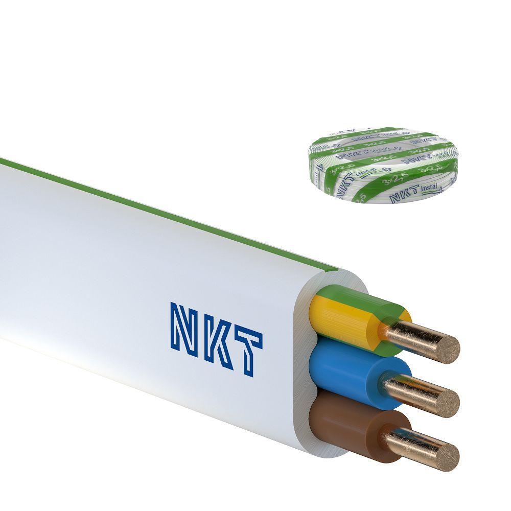 Przewód YDYpżo 3x2,5 mm2 EM plus (450/750V) instalacyjny płaski (krążki 100m) 13029040 NKT-0