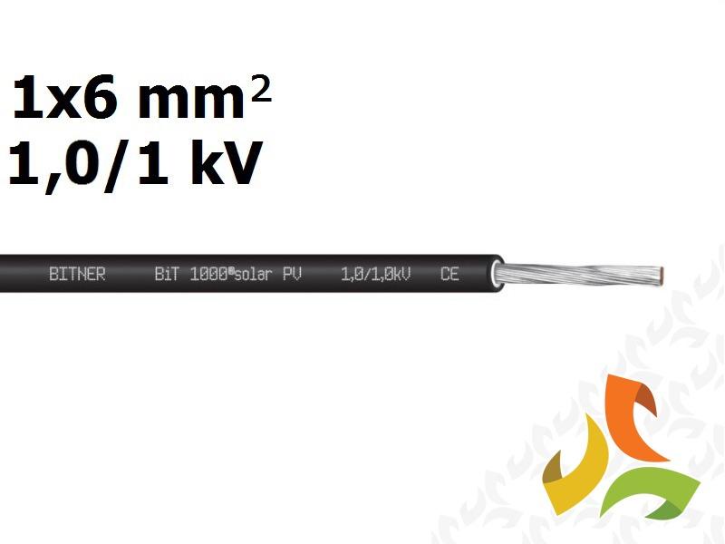 Kabel przewód solarny do instalacji fotowoltaicznych 1x6 mm2 1,0/1,0kV BiT 1000 Solar PV czarny S68351 BITNER