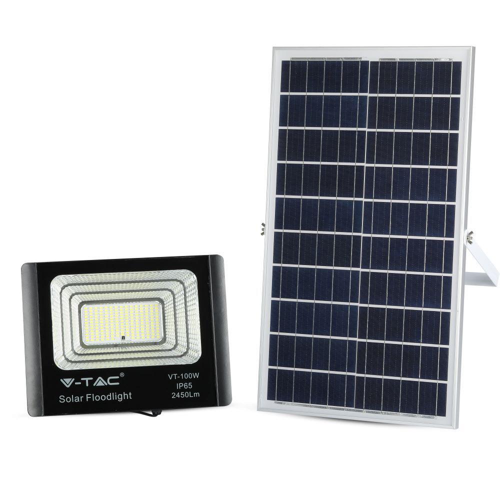 VT-100W Naświetlacz solarny LED barwa: 6000K 94012 V-TAC