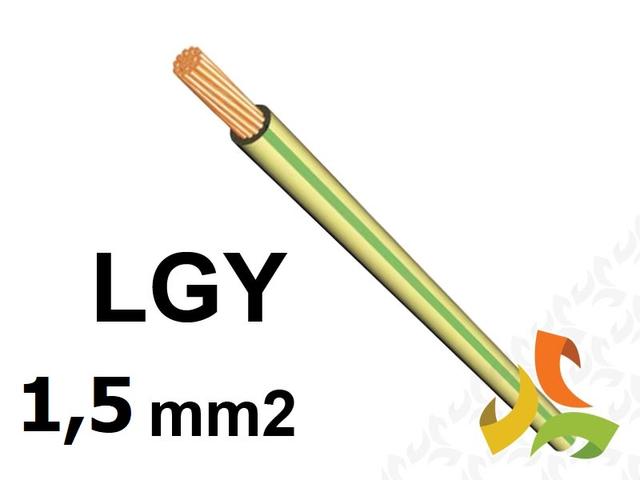 Przewód LGYżo 1,5 mm2 zielono-żółty (450/750V) jednożyłowy linka (krążki 100m) G-102940 TELEFONIKA