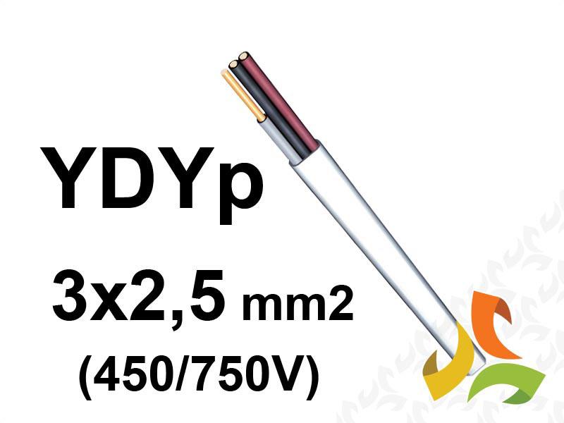 Przewód YDYp 3x2,5 mm2 (450/750V) instalacyjny płaski (krążki 100m) DAMIR-1