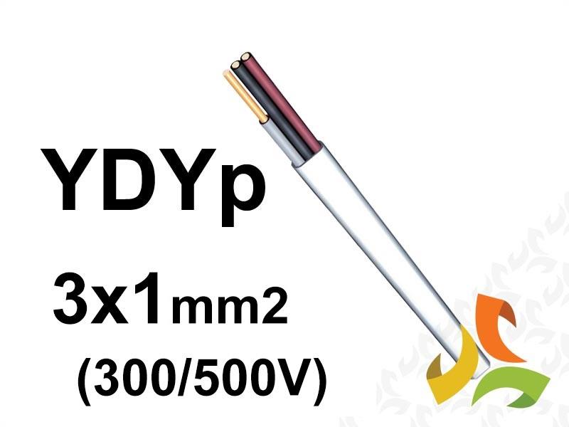 Przewód YDYpżo 3x1,0 mm2 (300/500V) instalacyjny płaski (krążki 100m) 5901854412771 ELPAR-1