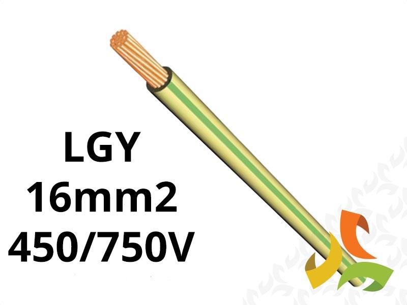 Przewód LGY 16 mm2 żółto-zielony (450/750V) jednożyłowy linka (krążki 100m) EKS000116 EKSA-0