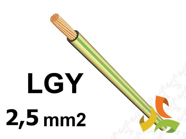 Przewód LGYżo 2,5 mm2 zielono-żółty (450/750V) jednożyłowy linka (krążki 100m) G-102950 TELEFONIKA