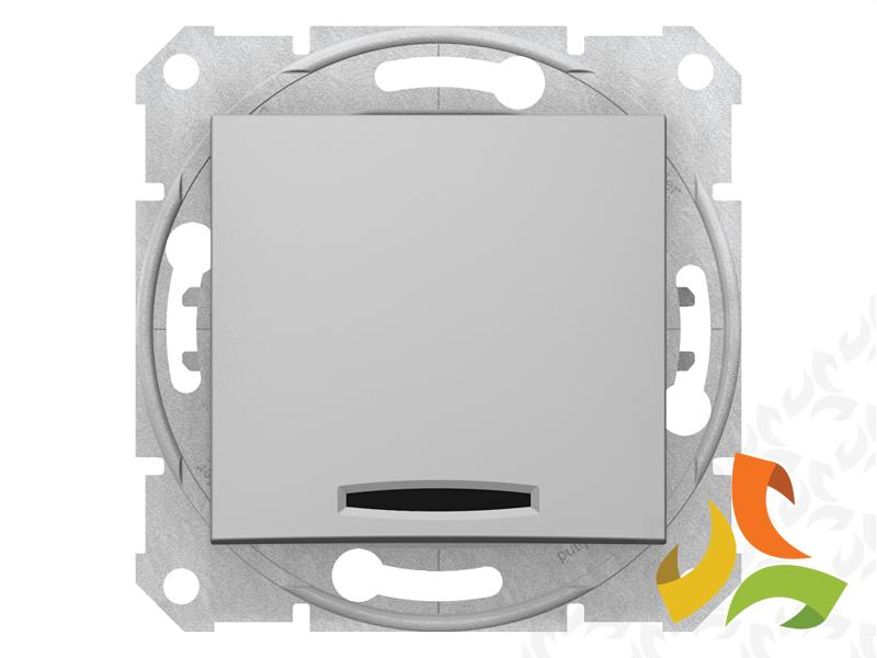 SEDNA Wyłącznik schodowy zwierny przycisk podświetlany aluminium SDN1520160 SCHNEIDER ELECTRIC-1