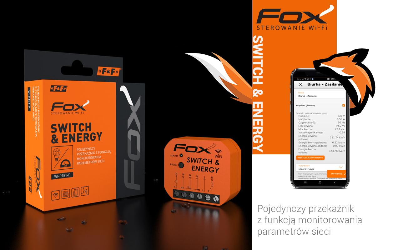FOX Przekaźnik Wi-Fi do puszki 230 V SWITCH & ENERGY z funkcją monitorowania parametrów sieci WI-R1S1-P F&F FILIPOWSKI-4