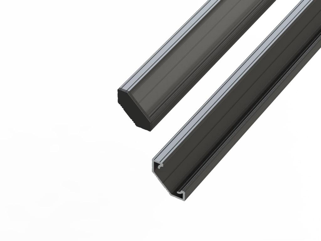 Profil aluminiowy do taśm LED 2000 mm kątowy nawierzchniowy czarny z kloszem mlecznym 478658 LED LINE-0
