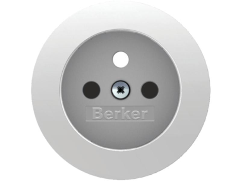 BERKER R.1/R.3 Płytka czołowa z przysłonami styków do gniazda z uziemieniem biały 3965762089 HAGER