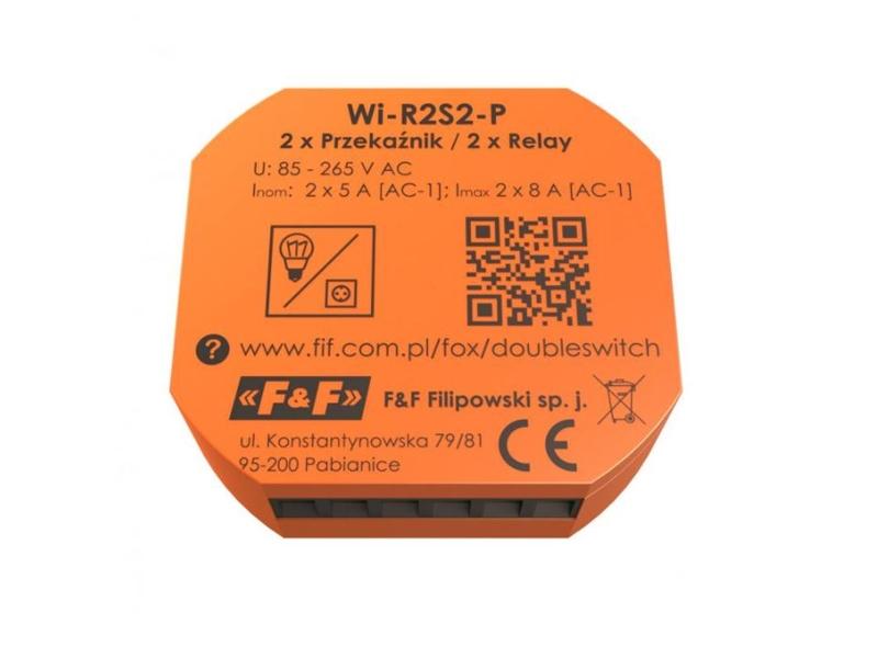 FOX Przekaźnik Wi-Fi dwukanałowy 230 V DOUBLE SWITCH 2-kanałowy do 5(8)A na kanał WI-R2S2-P F&F FILIPOWSKI-2