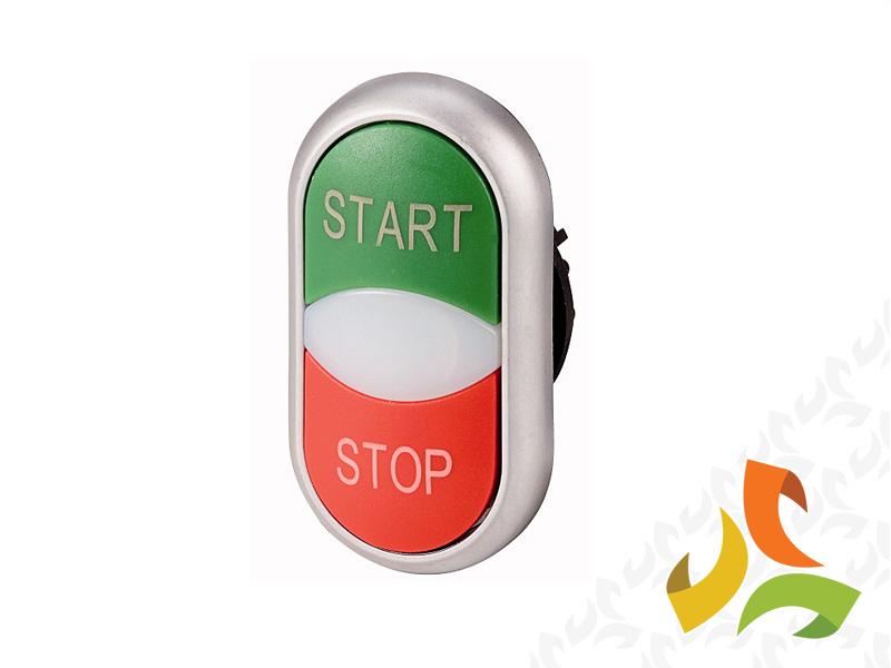 Napęd przycisku zielony/czerwony [Start/Stop], z lampką kontrolną (wypukłe), M22-DDL-GR-GB1/GB0 Eaton-Moeller