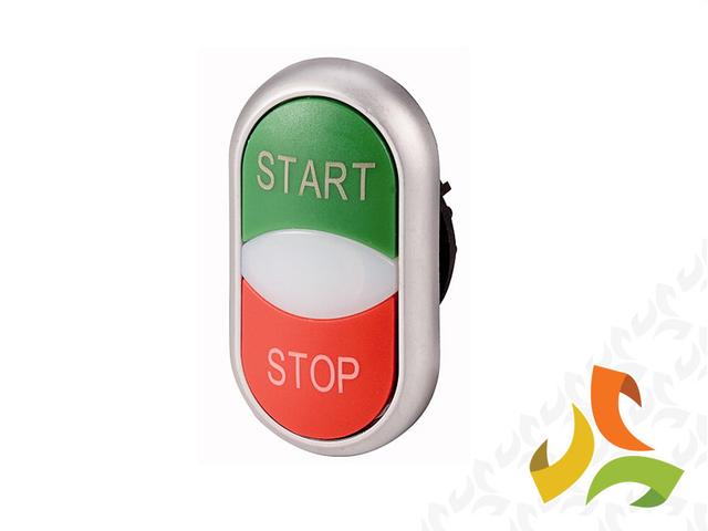 Napęd przycisku zielony/czerwony [Start/Stop], z lampką kontrolną (wypukłe), M22-DDL-GR-GB1/GB0 Eaton-Moeller