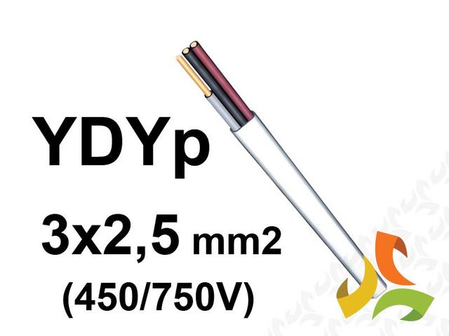Przewód YDYpżo 3x2,5 mm2 (450/750V) instalacyjny płaski (krążki 100m) PC1403001 EKSA
