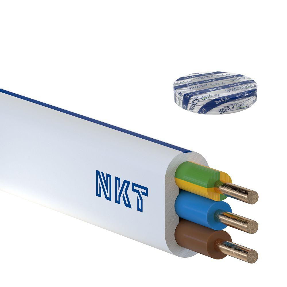 Przewód YDYpżo 3x1,5 mm2 EM plus (450/750V) instalacyjny płaski (krążki 100m) 13029039 NKT-0
