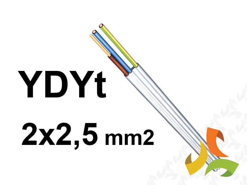 Przewód YDYt 2x2,5 mm2 (300/500V) tynkowy płaski (krążki 100m) 172158003C0100 NKT-1