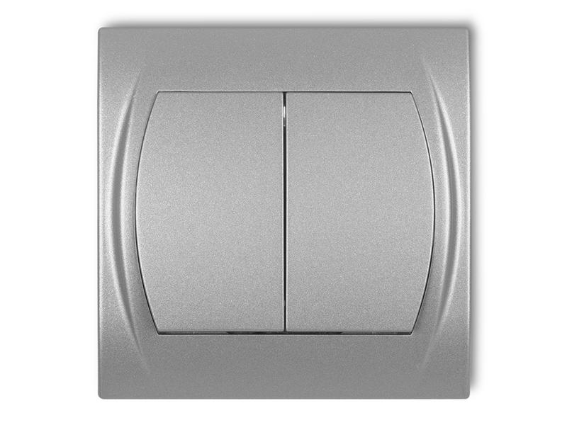 LOGO Wyłącznik podwójny świecznikowy zwierny przycisk (dwa klawisze bez piktogramów wspólne zasilanie) srebrny metalik 7LWP-44.1 KARLIK-0