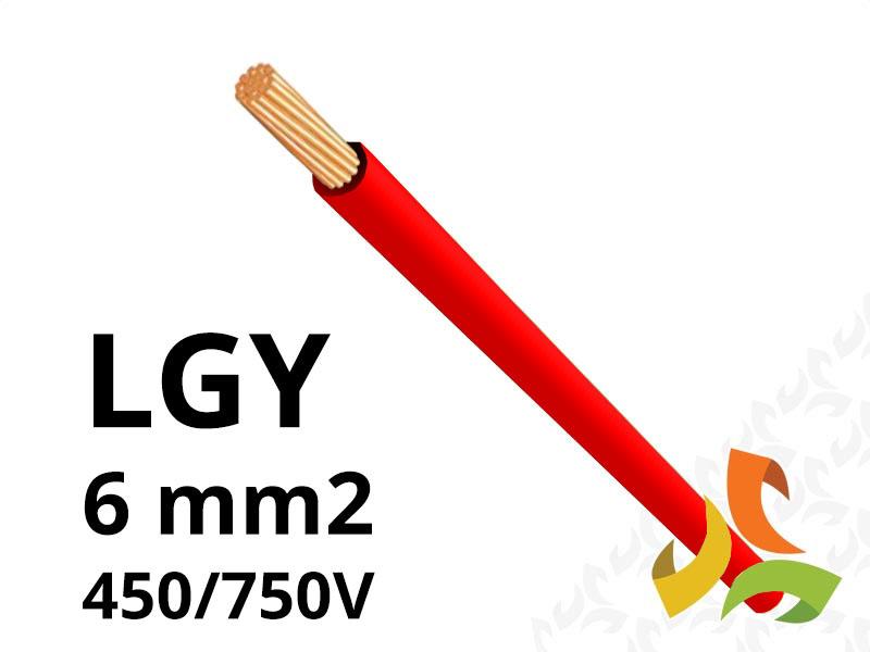Przewód LGY 6,0 mm2 czerwony (450/750V) jednożyłowy linka H07V-K (krążki 100m) 11093134 NKT-0