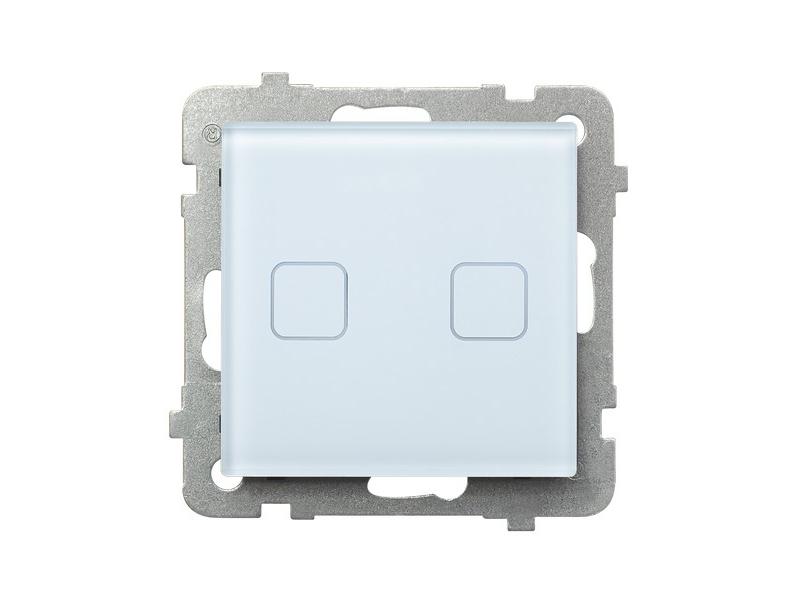 SONATA TOUCH Wyłącznik podwójny schodowy krzyżowy dotykowy podświetlany białe szkło zaciski śrubowe ŁPD-26RS/m/31 OSPEL