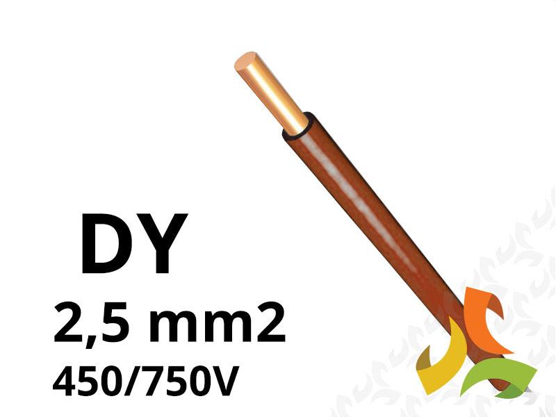 Przewód DY 2,5 mm2 brązowy (450/750V) jednożyłowy drut (krążki 100m) 11091006 NKT-1