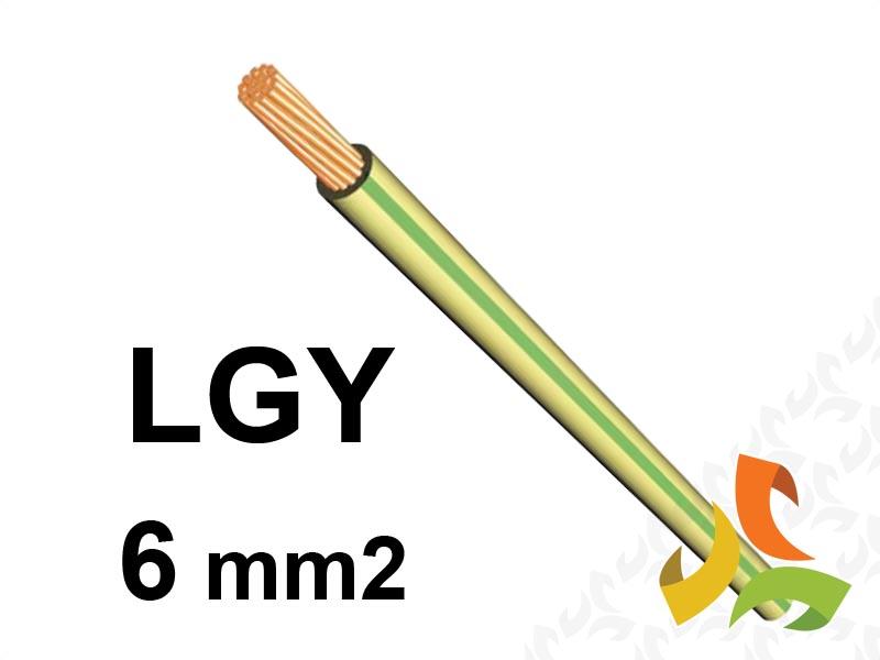 Przewód LGY 6,0 mm2 zielono-żółty (450/750V) jednożyłowy linka (krążki 100m) PC0201330 EKSA-0
