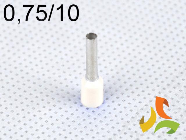 Końcówka kablowa 0,75/10 mm2 tulejka izolowana miedziana biała 100szt. DI 0,75-10 B GPH