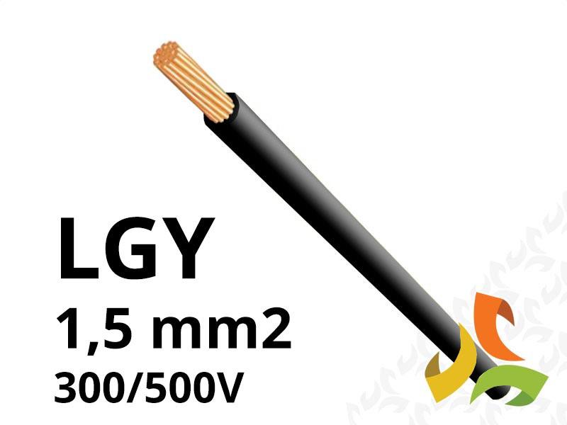 Przewód LGY 1,5 mm2 czarny (300/500V) jednożyłowy linka H05V-K (krążki 100m) 13014023 NKT-0