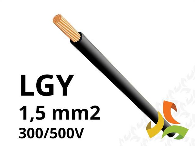 Przewód LGY 1,5 mm2 czarny (300/500V) jednożyłowy linka (krążki 100m) 13014023 NKT
