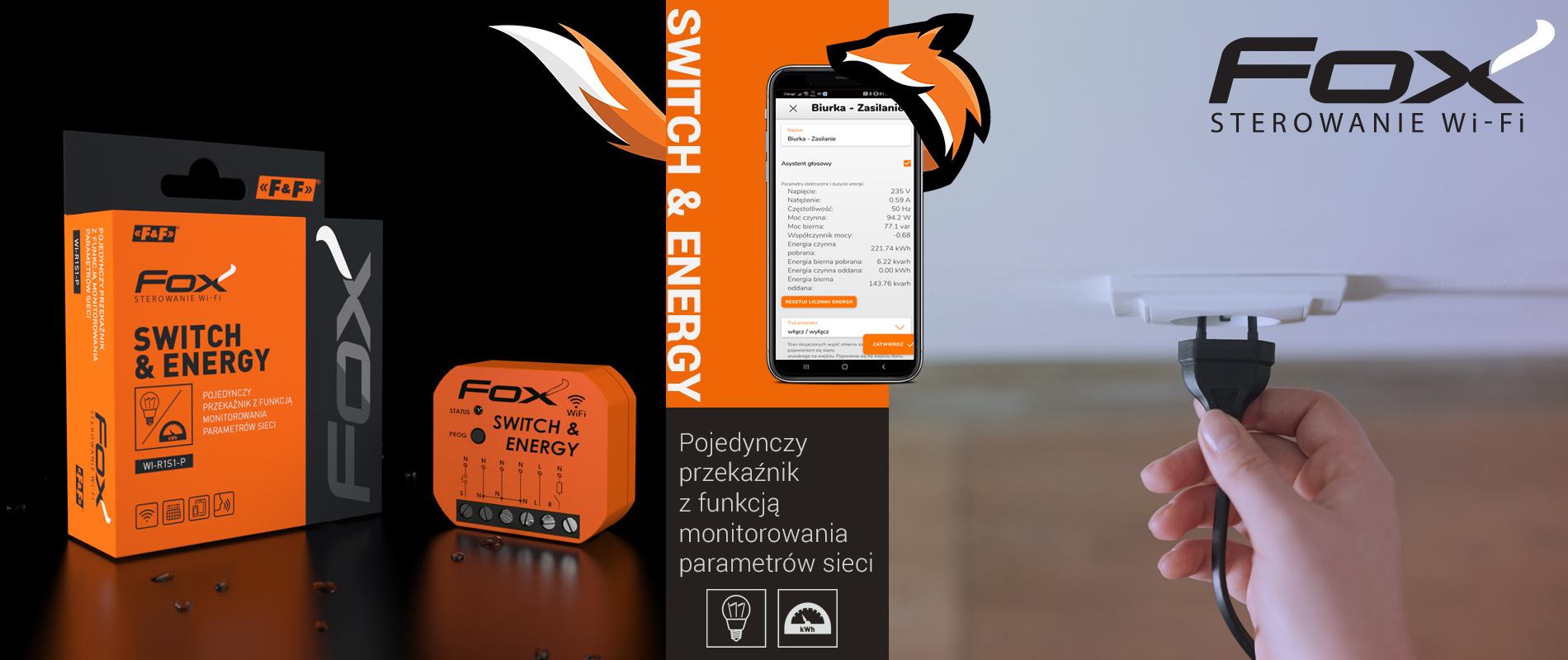 FOX Przekaźnik Wi-Fi do puszki 230 V SWITCH & ENERGY z funkcją monitorowania parametrów sieci WI-R1S1-P F&F FILIPOWSKI-3