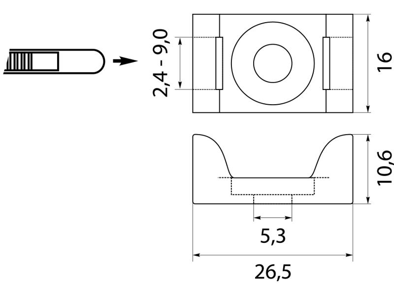 Uchwyt pod trytytkę przykręcany podstawka PMP-10-5-100 do opasek zaciskowych 2,4 - 9,0mm (100szt.) biała 25.200 ELEKTRO-PLAST-2