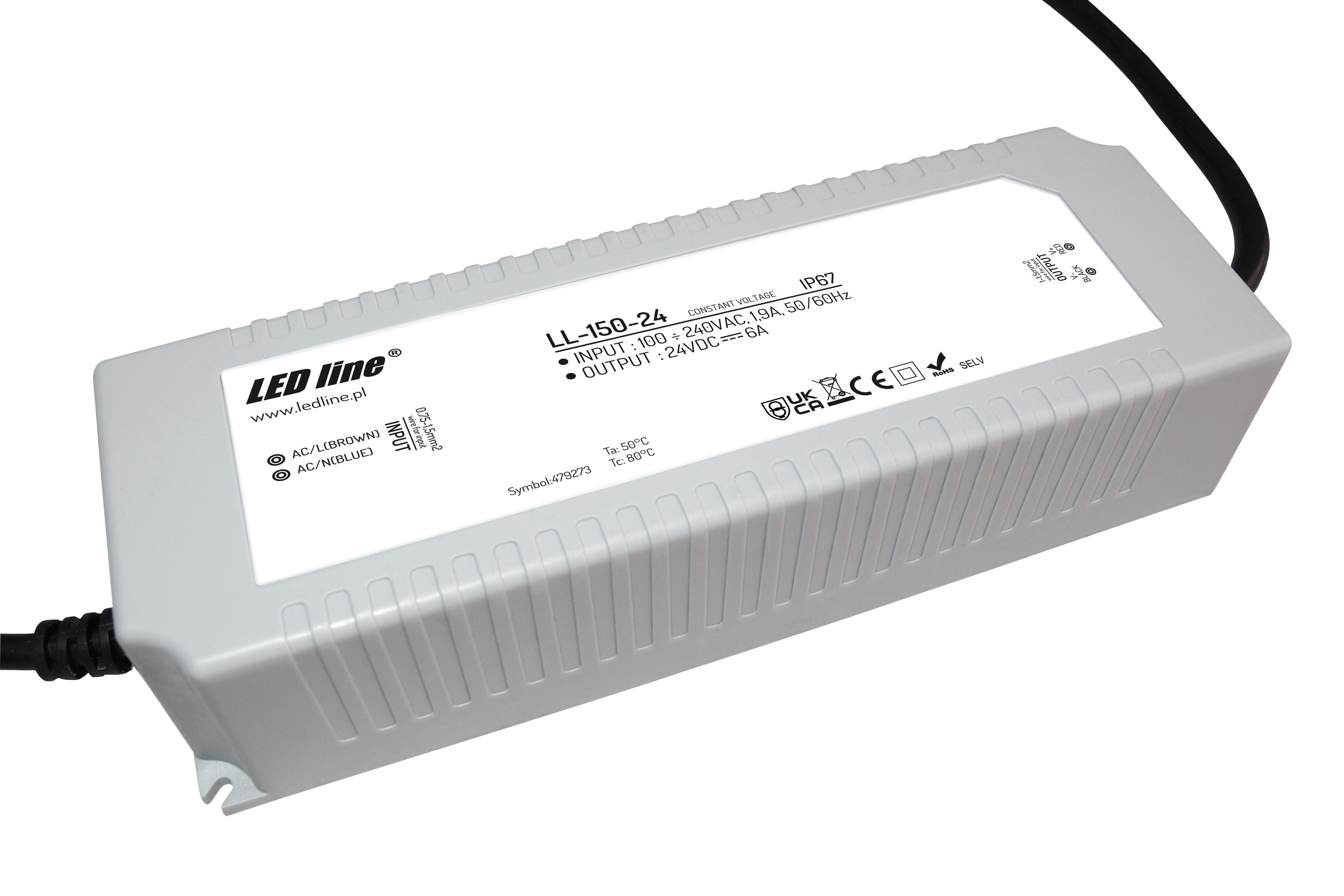 Zasilacz LED line 24V 150W 6A wodoodporny IP67 LL-150-24-0