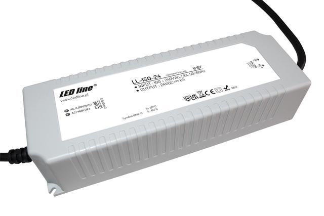 Zasilacz LED line 24V 150W 6A wodoodporny IP67 LL-150-24