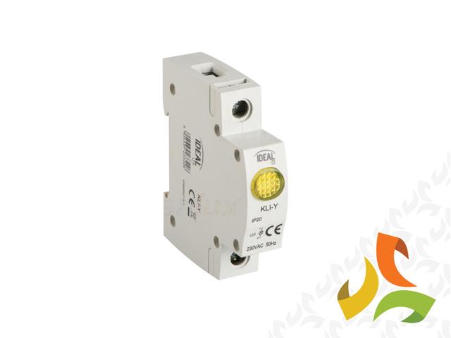 Kontrolka świetlna LED wskaźnik obecności napięcia na szynę TH35 KLI-Y 23322 KANLUX