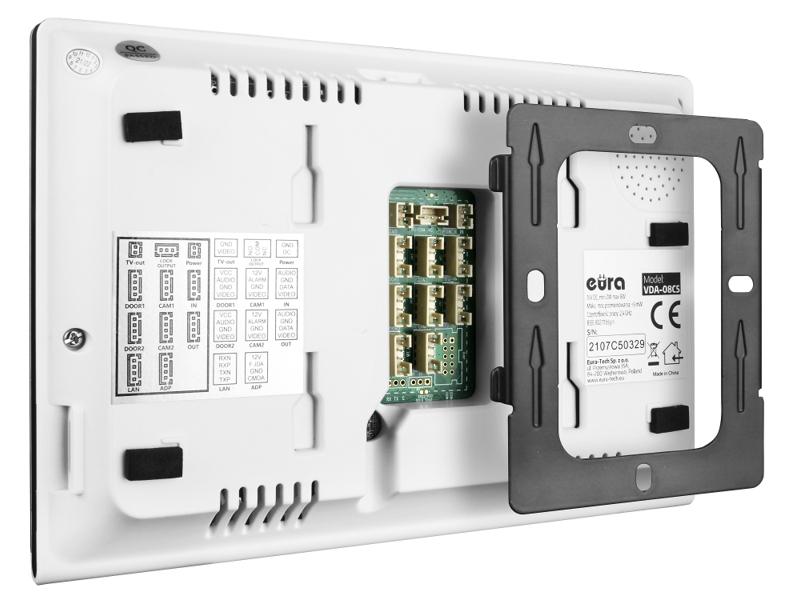Wideodomofon "EURA" VDP-97C5 biały dotykowy LCD 7'' AHD WiFi pamięć obrazów SD 128GB rozbudowa do 6 monitorów 2 stacji bramowych i 2 kamer CCTV obsługa 2 wejść kamera 960p. czytnik RFID szyfrator C51A195 EURA-TECH-5