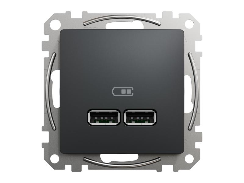 SEDNA DESIGN & ELEMENTS Gniazdo ładowania USB A+A 2,1A czarny antracyt SDD114401 SCHNEIDER ELECTRIC