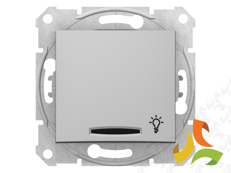 SEDNA Wyłącznik zwierny przycisk "światło" podświetlany aluminium SDN1800160 SCHNEIDER ELECTRIC-1