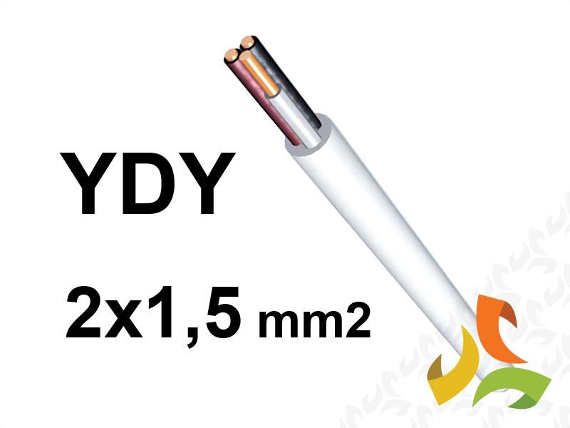 Przewód YDY 2x1,5 mm2 (450/750V) instalacyjny okrągły biały (bębnowy) G-103032 TELEFONIKA-0