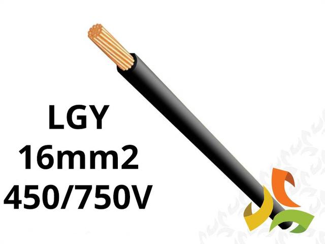 Przewód LGY 16 mm2 czarny (450/750V) jednożyłowy linka (krążki 100m) H-000756 TELEFONIKA
