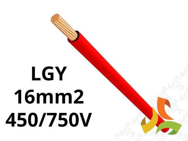 Przewód LGY 16 mm2 czerwony (450/750V) jednożyłowy linka (krążki 100m) 5907702814209 ELEKTROKABEL
