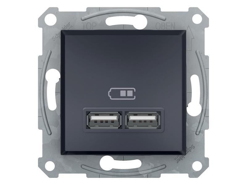 ASFORA Gniazdo ładowarki USB podwójne 2,1A antracyt EPH2700271 SCHNEIDER ELECTRIC