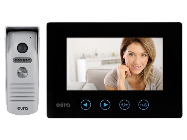 Wideodomofon "EURA" VDP-35A3 "SIGMA" czarny ekran 7" otwieranie 2 wejść pamięć obrazów A31A136 EURA-TECH
