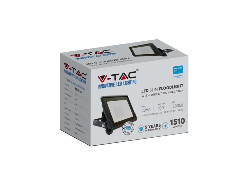 VT-128 Naświetlacz LED SMD z mufą kablową 20W 1510lm 4000K  Chip SAMSUNG IP65 czarny 20308 V-TAC-3